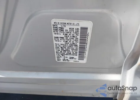 2015 Nissan Rogue Select S z USA, uszkodzony, nr VIN JN8AS5MV4FW754188